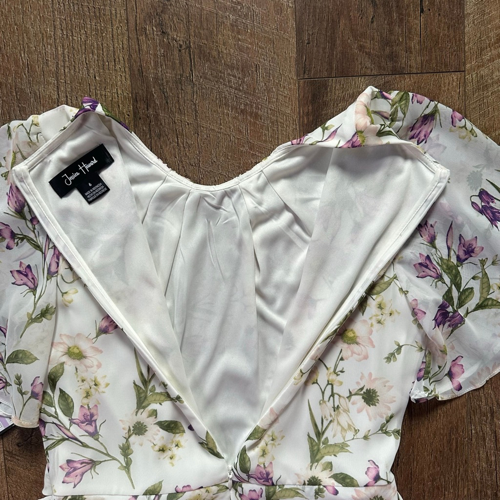 Women's Jessica Howard White Purple Floral High Low Dress Size 6 - Picture 14 of 14